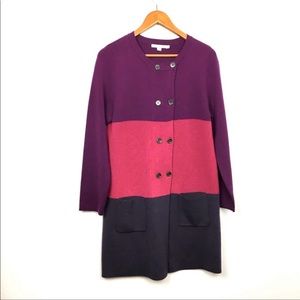 Boden Colorblock Long Cardigan Wool Coatigan size 2